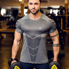 Load image into Gallery viewer, Compression Quick dry T-shirt Men Running Sport Skinny Short Tee Shirt Male Gym Fitness Bodybuilding Workout Black Tops Clothing