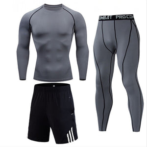 Men's Gym Clothing Short Running Man Compression tights  perspiration Track suit Gym Man black T shirt Sport Pants S-XXXXL