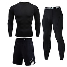 Load image into Gallery viewer, Men&#39;s Gym Clothing Short Running Man Compression tights  perspiration Track suit Gym Man black T shirt Sport Pants S-XXXXL