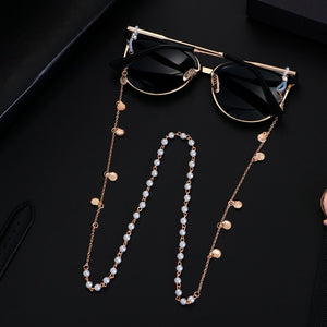 1PCs Women Fashion Pearls Sunglasses Chains Gold Eyeglasses Chains Sunglasses Holder Necklace Eyewear Retainer Accessories