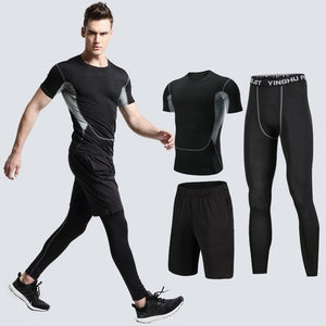 Men's Compression Sportswear Suits Gym Tights Training Clothes Workout Jogging Sports Set Running Tracksuit Quick Dry Plus Size