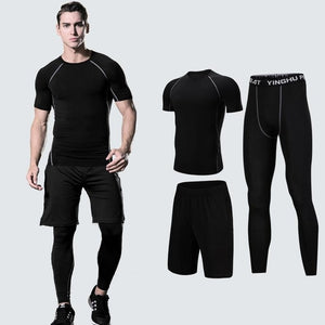 Men's Compression Sportswear Suits Gym Tights Training Clothes Workout Jogging Sports Set Running Tracksuit Quick Dry Plus Size