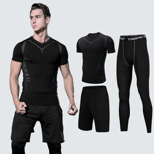 Men's Compression Sportswear Suits Gym Tights Training Clothes Workout Jogging Sports Set Running Tracksuit Quick Dry Plus Size