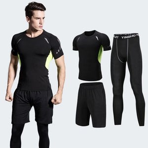 Men's Compression Sportswear Suits Gym Tights Training Clothes Workout Jogging Sports Set Running Tracksuit Quick Dry Plus Size