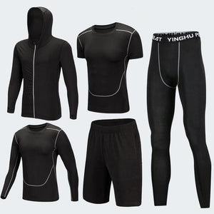 Men's Compression Sportswear Suits Gym Tights Training Clothes Workout Jogging Sports Set Running Tracksuit Quick Dry Plus Size