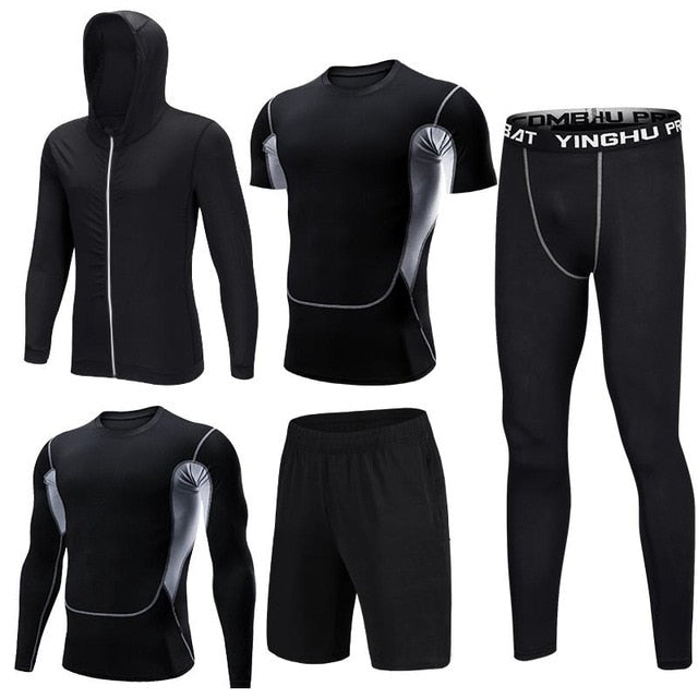 Men's Compression Sportswear Suits Gym Tights Training Clothes Workout Jogging Sports Set Running Tracksuit Quick Dry Plus Size