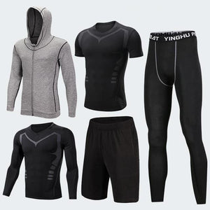 Men's Compression Sportswear Suits Gym Tights Training Clothes Workout Jogging Sports Set Running Tracksuit Quick Dry Plus Size