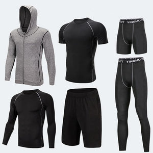 Men's Compression Sportswear Suits Gym Tights Training Clothes Workout Jogging Sports Set Running Tracksuit Quick Dry Plus Size