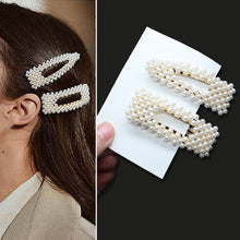 Load image into Gallery viewer, 1Set Handmade Pearls Hair Clips Pin for Women Fashion Geometric Flower Barrettes Headwear Girls Sweet Hairpins Hair Accessorie