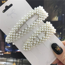 Load image into Gallery viewer, 1Set Handmade Pearls Hair Clips Pin for Women Fashion Geometric Flower Barrettes Headwear Girls Sweet Hairpins Hair Accessorie