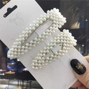 1Set Handmade Pearls Hair Clips Pin for Women Fashion Geometric Flower Barrettes Headwear Girls Sweet Hairpins Hair Accessorie