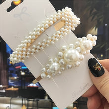 Load image into Gallery viewer, 1Set Handmade Pearls Hair Clips Pin for Women Fashion Geometric Flower Barrettes Headwear Girls Sweet Hairpins Hair Accessorie