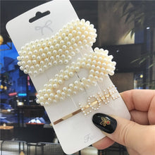 Load image into Gallery viewer, 1Set Handmade Pearls Hair Clips Pin for Women Fashion Geometric Flower Barrettes Headwear Girls Sweet Hairpins Hair Accessorie