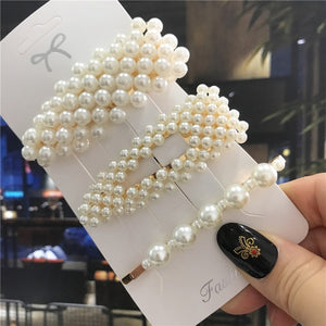 1Set Handmade Pearls Hair Clips Pin for Women Fashion Geometric Flower Barrettes Headwear Girls Sweet Hairpins Hair Accessorie