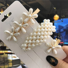 Load image into Gallery viewer, 1Set Handmade Pearls Hair Clips Pin for Women Fashion Geometric Flower Barrettes Headwear Girls Sweet Hairpins Hair Accessorie