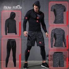 Load image into Gallery viewer, 5 Pcs/Set Men&#39;s Tracksuit Sports Suit Gym Fitness Compression Clothes Running Jogging Sport Wear Exercise Workout Tights