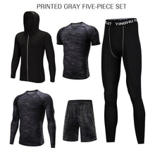 Load image into Gallery viewer, 5 Pcs/Set Men&#39;s Tracksuit Sports Suit Gym Fitness Compression Clothes Running Jogging Sport Wear Exercise Workout Tights