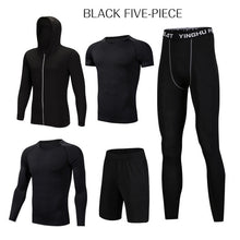 Load image into Gallery viewer, 5 Pcs/Set Men&#39;s Tracksuit Sports Suit Gym Fitness Compression Clothes Running Jogging Sport Wear Exercise Workout Tights