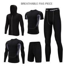 Load image into Gallery viewer, 5 Pcs/Set Men&#39;s Tracksuit Sports Suit Gym Fitness Compression Clothes Running Jogging Sport Wear Exercise Workout Tights