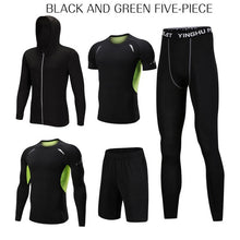 Load image into Gallery viewer, 5 Pcs/Set Men&#39;s Tracksuit Sports Suit Gym Fitness Compression Clothes Running Jogging Sport Wear Exercise Workout Tights