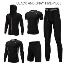 Load image into Gallery viewer, 5 Pcs/Set Men&#39;s Tracksuit Sports Suit Gym Fitness Compression Clothes Running Jogging Sport Wear Exercise Workout Tights