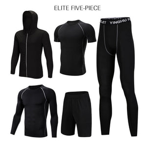 5 Pcs/Set Men's Tracksuit Sports Suit Gym Fitness Compression Clothes Running Jogging Sport Wear Exercise Workout Tights