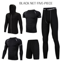 Load image into Gallery viewer, 5 Pcs/Set Men&#39;s Tracksuit Sports Suit Gym Fitness Compression Clothes Running Jogging Sport Wear Exercise Workout Tights