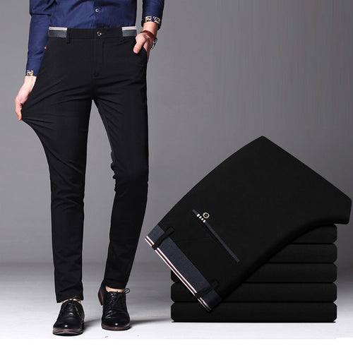 2020 Men's Spring Autumn Fashion Business Casual Long Pants Suit Pants Male Elastic Straight Formal Trousers Plus Big Size 28-40