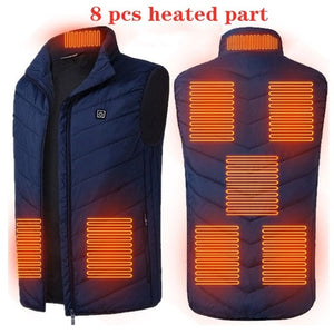 New 9 Places Heated Vest Men Women Usb Heated Jacket Heating Vest Thermal Clothing Hunting Vest Winter Heating Jacket BlackS-6XL