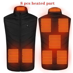 New 9 Places Heated Vest Men Women Usb Heated Jacket Heating Vest Thermal Clothing Hunting Vest Winter Heating Jacket BlackS-6XL