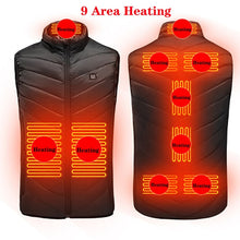 Load image into Gallery viewer, New 9 Places Heated Vest Men Women Usb Heated Jacket Heating Vest Thermal Clothing Hunting Vest Winter Heating Jacket BlackS-6XL