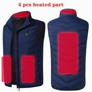 New 9 Places Heated Vest Men Women Usb Heated Jacket Heating Vest Thermal Clothing Hunting Vest Winter Heating Jacket BlackS-6XL