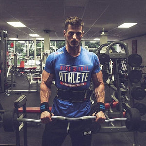 Bodybuilding Fitness Sport Running Man Cotton Short Sleeve T-shirt Gym Training Men Muscle Tight Fitness T Shirt Tees Tops