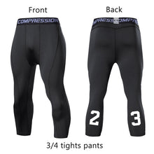 Load image into Gallery viewer, Men&#39;s Sports 3/4 Cropped Pants Gym Running Leggings Male Joggings Elastic Compressions Sweatpant Football Basketball Trousers