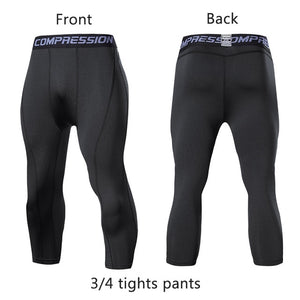 Men's Sports 3/4 Cropped Pants Gym Running Leggings Male Joggings Elastic Compressions Sweatpant Football Basketball Trousers