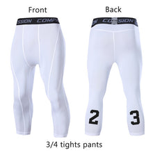 Load image into Gallery viewer, Men&#39;s Sports 3/4 Cropped Pants Gym Running Leggings Male Joggings Elastic Compressions Sweatpant Football Basketball Trousers