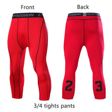 Load image into Gallery viewer, Men&#39;s Sports 3/4 Cropped Pants Gym Running Leggings Male Joggings Elastic Compressions Sweatpant Football Basketball Trousers