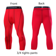 Load image into Gallery viewer, Men&#39;s Sports 3/4 Cropped Pants Gym Running Leggings Male Joggings Elastic Compressions Sweatpant Football Basketball Trousers