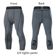 Load image into Gallery viewer, Men&#39;s Sports 3/4 Cropped Pants Gym Running Leggings Male Joggings Elastic Compressions Sweatpant Football Basketball Trousers