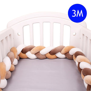 1M/2M/3M/4M Length Newborn Baby Bed Bumper Pure Weaving Plush Knot Crib Bumper Kids Bed Baby Cot Protector Baby Room Decor