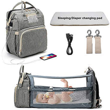 Load image into Gallery viewer, 2020 Fashion Portable Folding Crib Diaper Bag Multi-Function Large Capacity Baby Backpack Diaper Bag Baby Stroller Organizer Bag