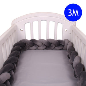 1M/2M/3M/4M Length Newborn Baby Bed Bumper Pure Weaving Plush Knot Crib Bumper Kids Bed Baby Cot Protector Baby Room Decor